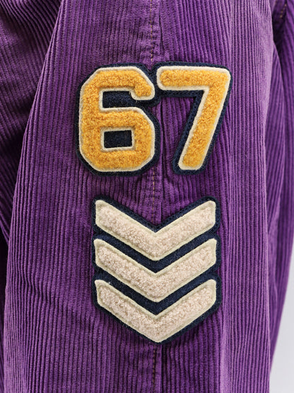 Velvet jacket with flocked logo patch thumbnail