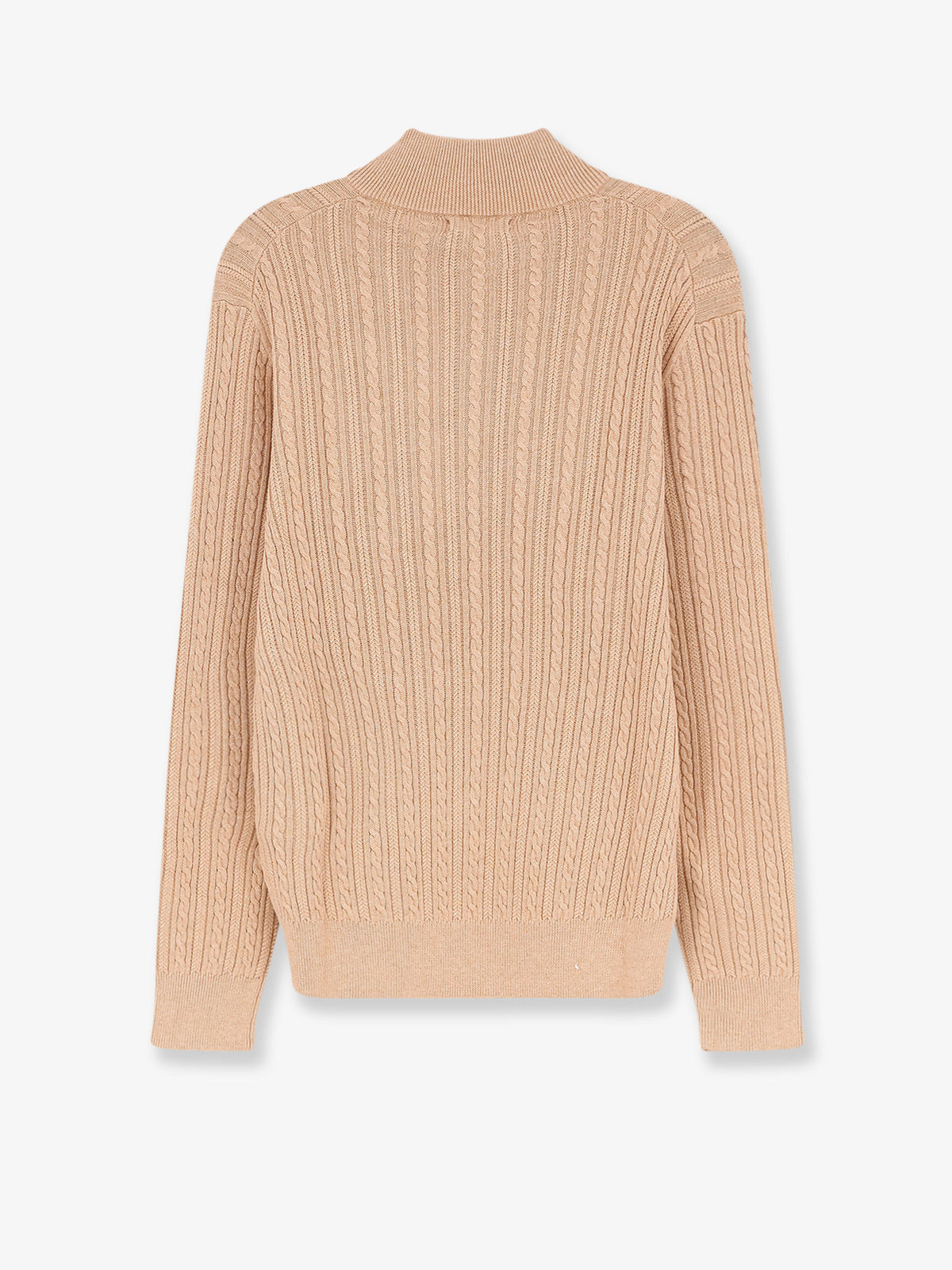 Cable knit cotton sweater with zip