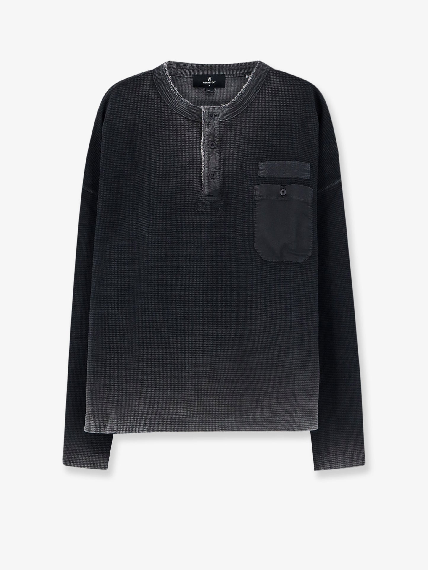 Cotton Henley T-shirt with a washed-out effect