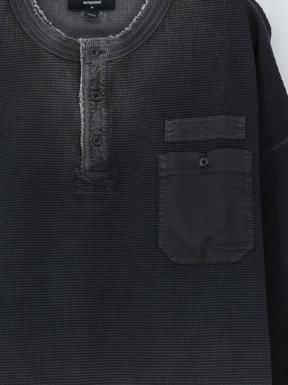 Cotton Henley T-shirt with a washed-out effect thumbnail