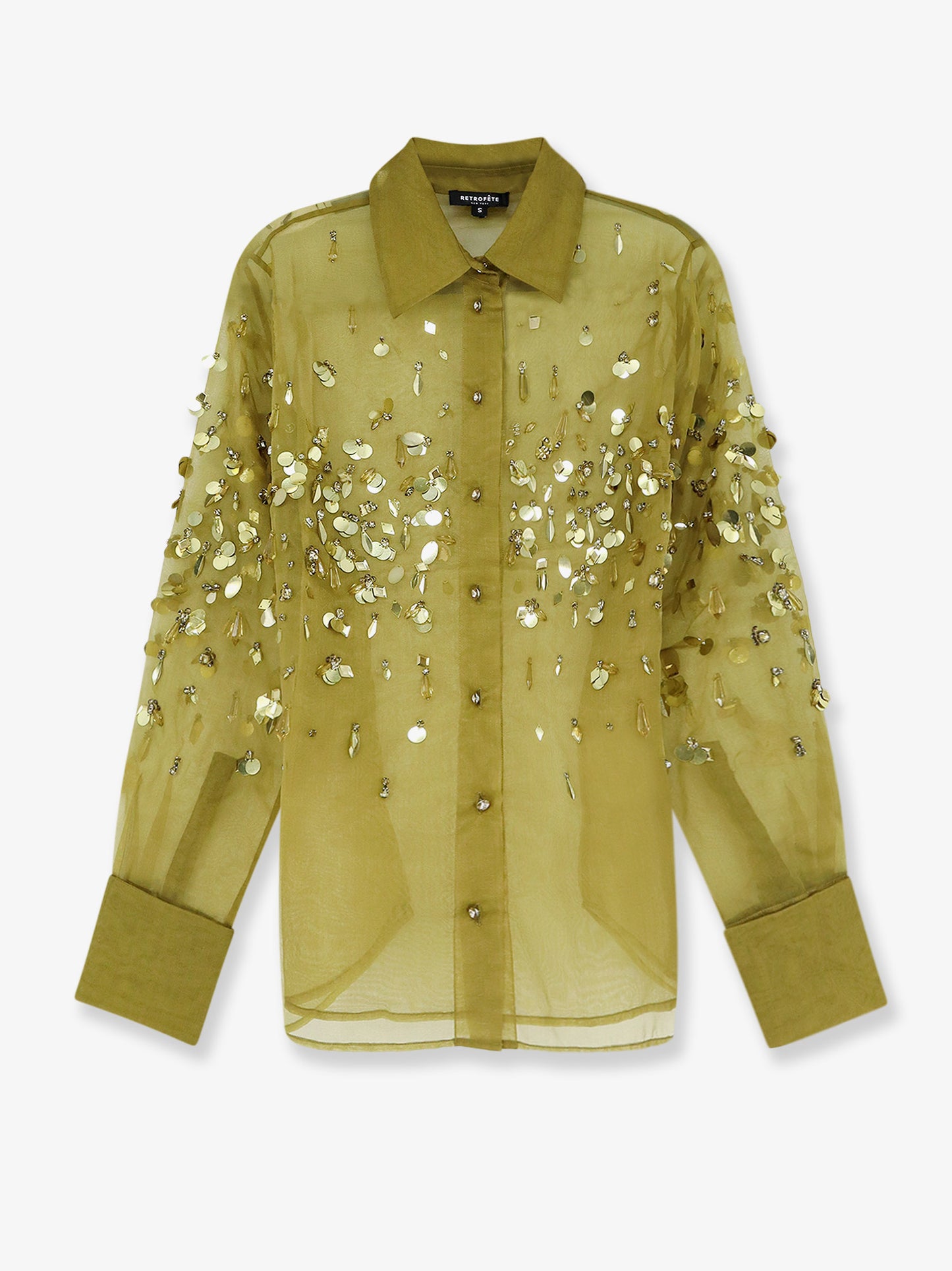 Voile shirt with sequins and rhinestones