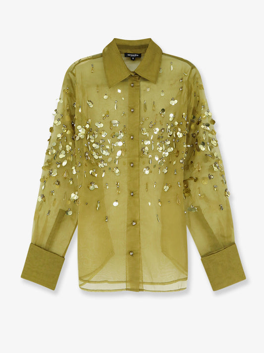 Voile shirt with sequins and rhinestones
