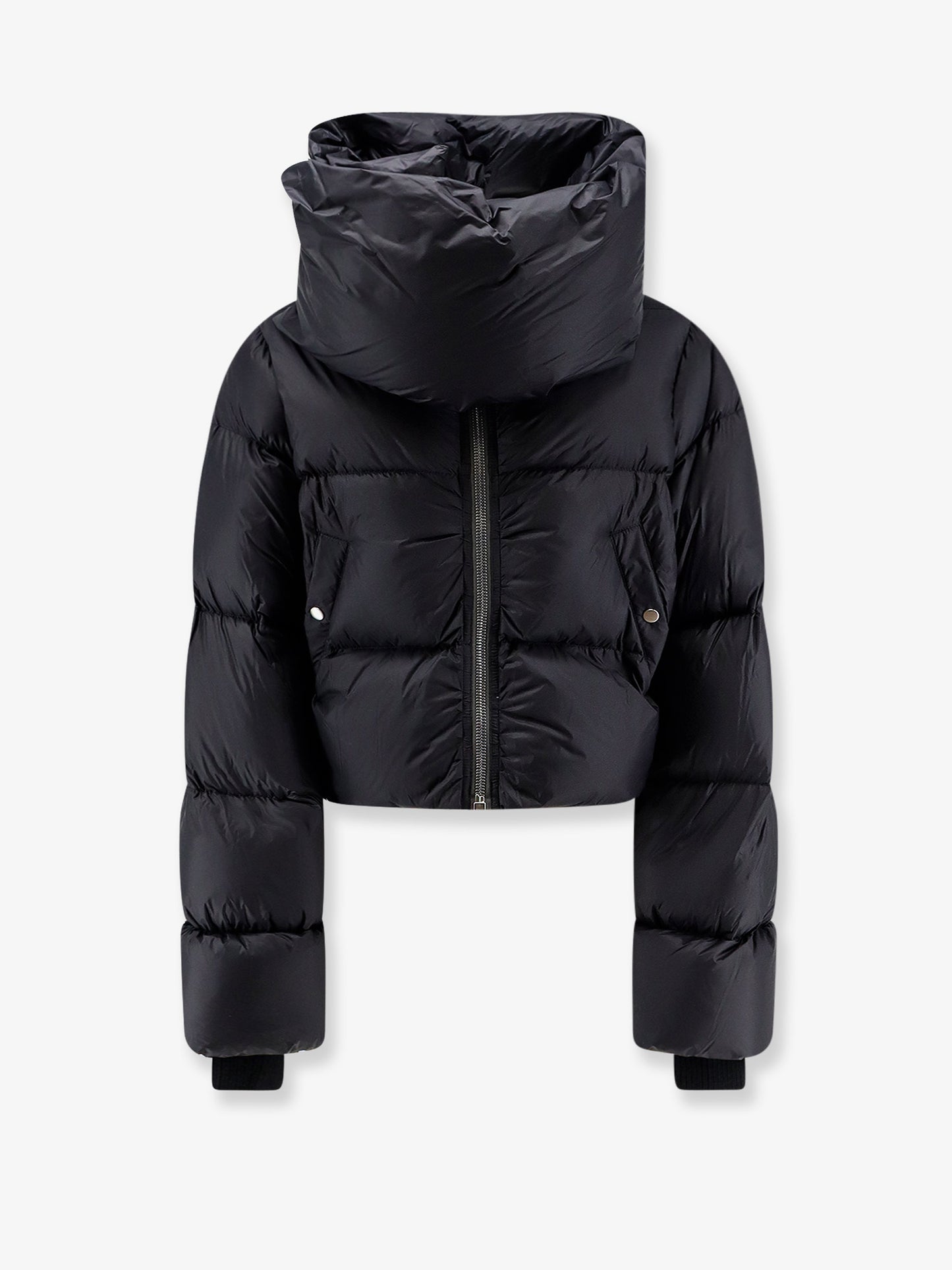 Crop-fit nylon down jacket