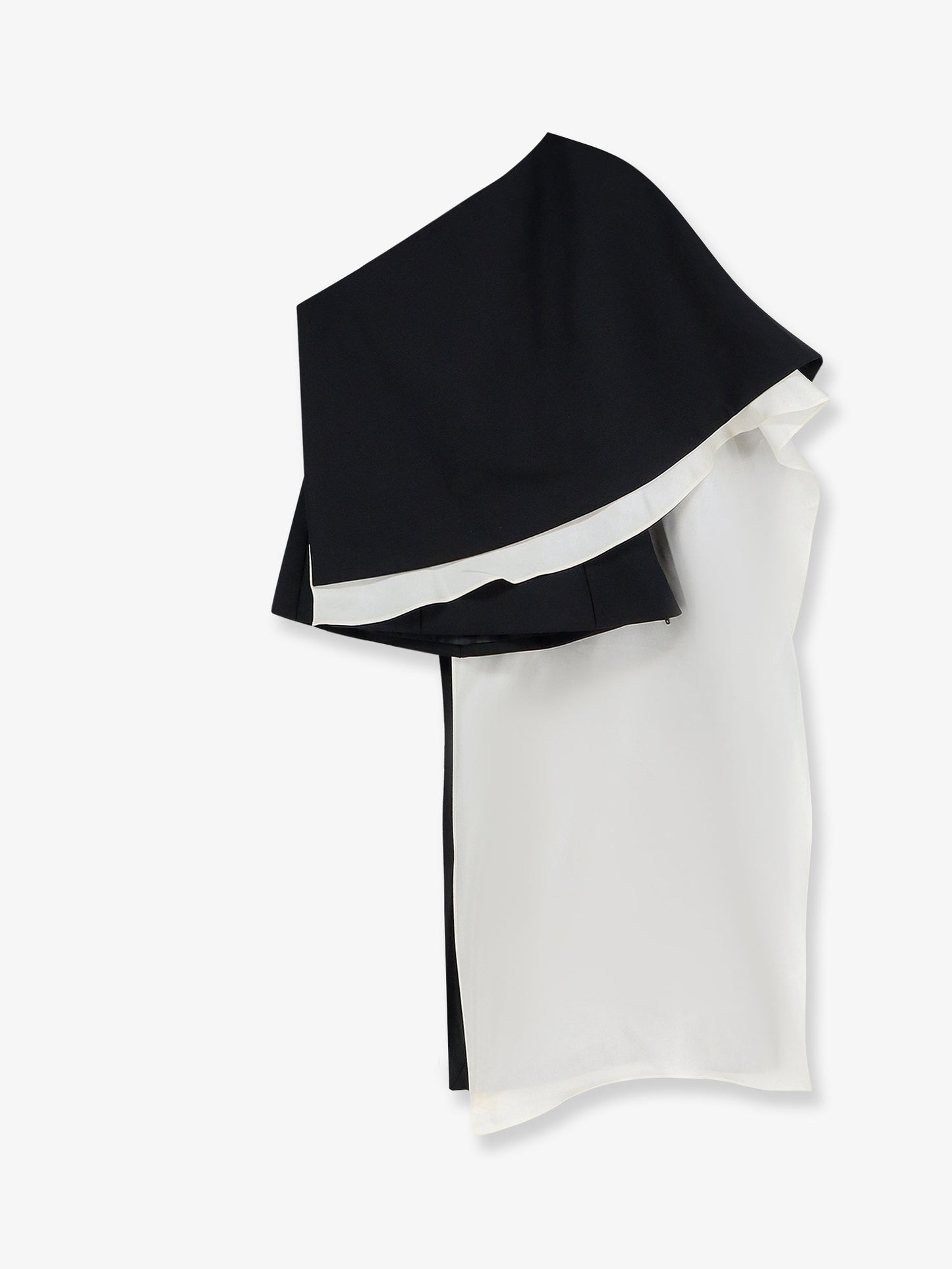 Top in misto lana con inserti in seta