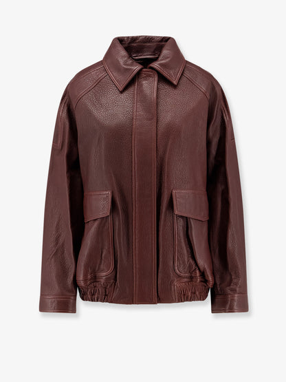 Aviator grained leather jacket thumbnail
