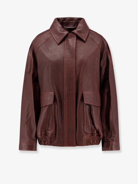 Aviator grained leather jacket