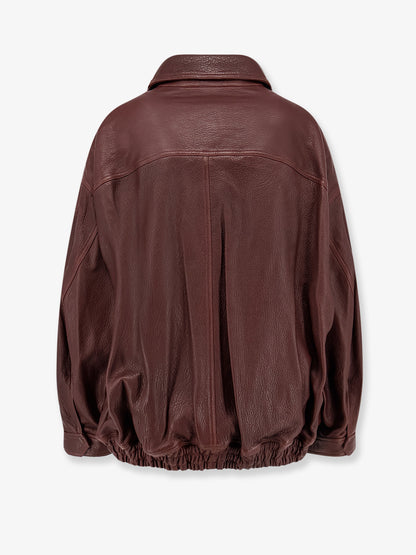 Aviator grained leather jacket thumbnail