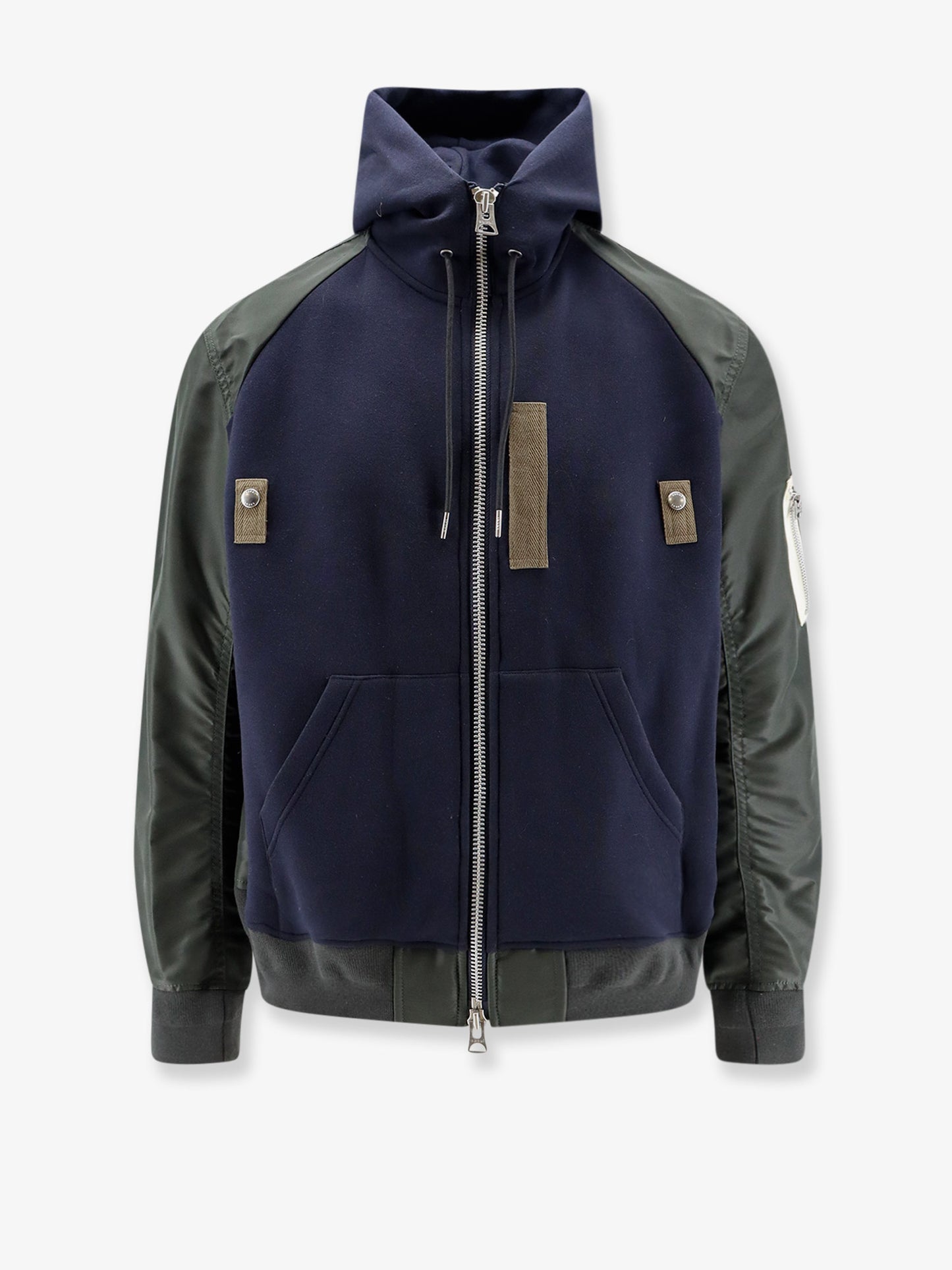 Cotton blend sweatshirt with nylon sleeves
