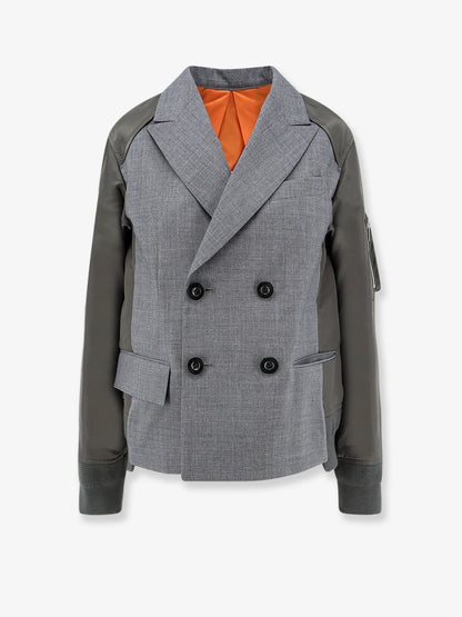 Wool blazer with nylon sleeves thumbnail
