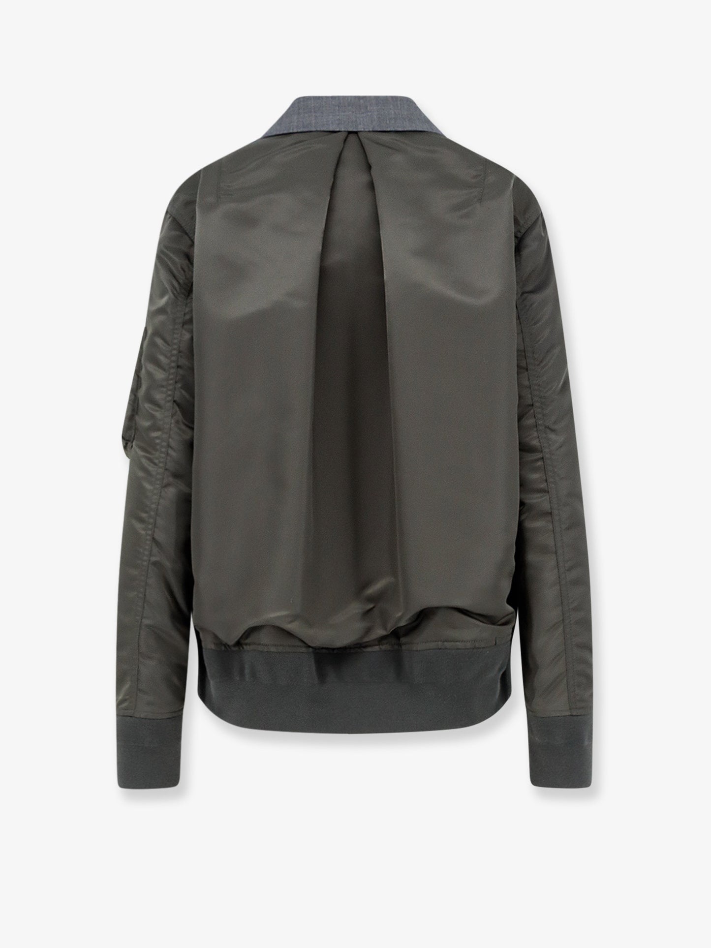 Wool blazer with nylon sleeves