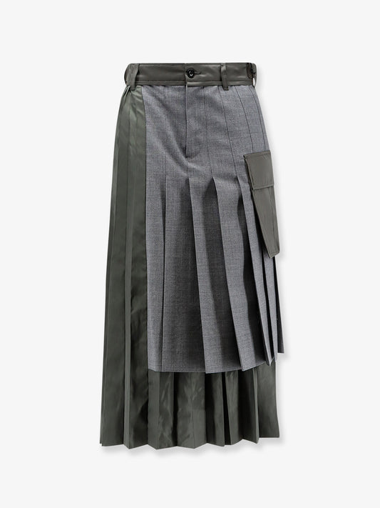 Pleated wool blend skirt