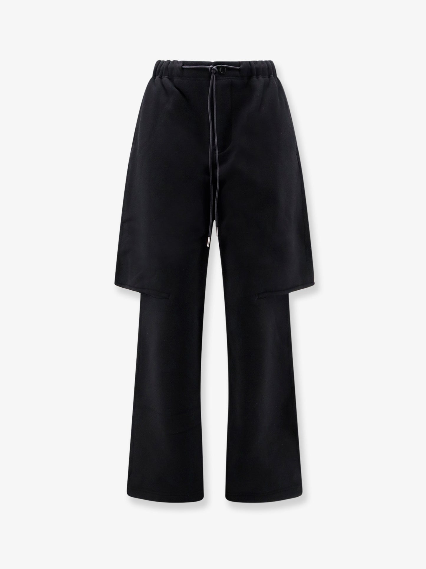 Cotton trousers with a layered trompe l'oeil design