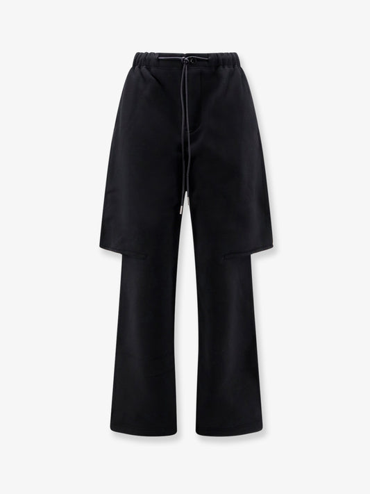 Cotton trousers with a layered trompe l'oeil design