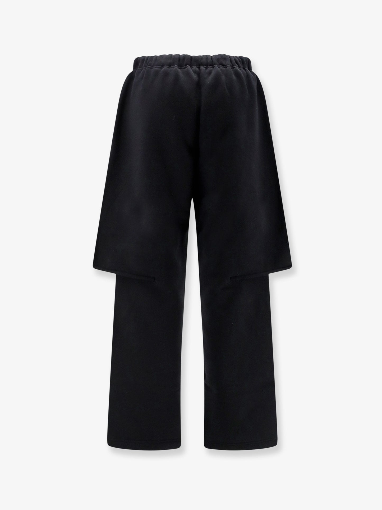 Cotton trousers with a layered trompe l'oeil design
