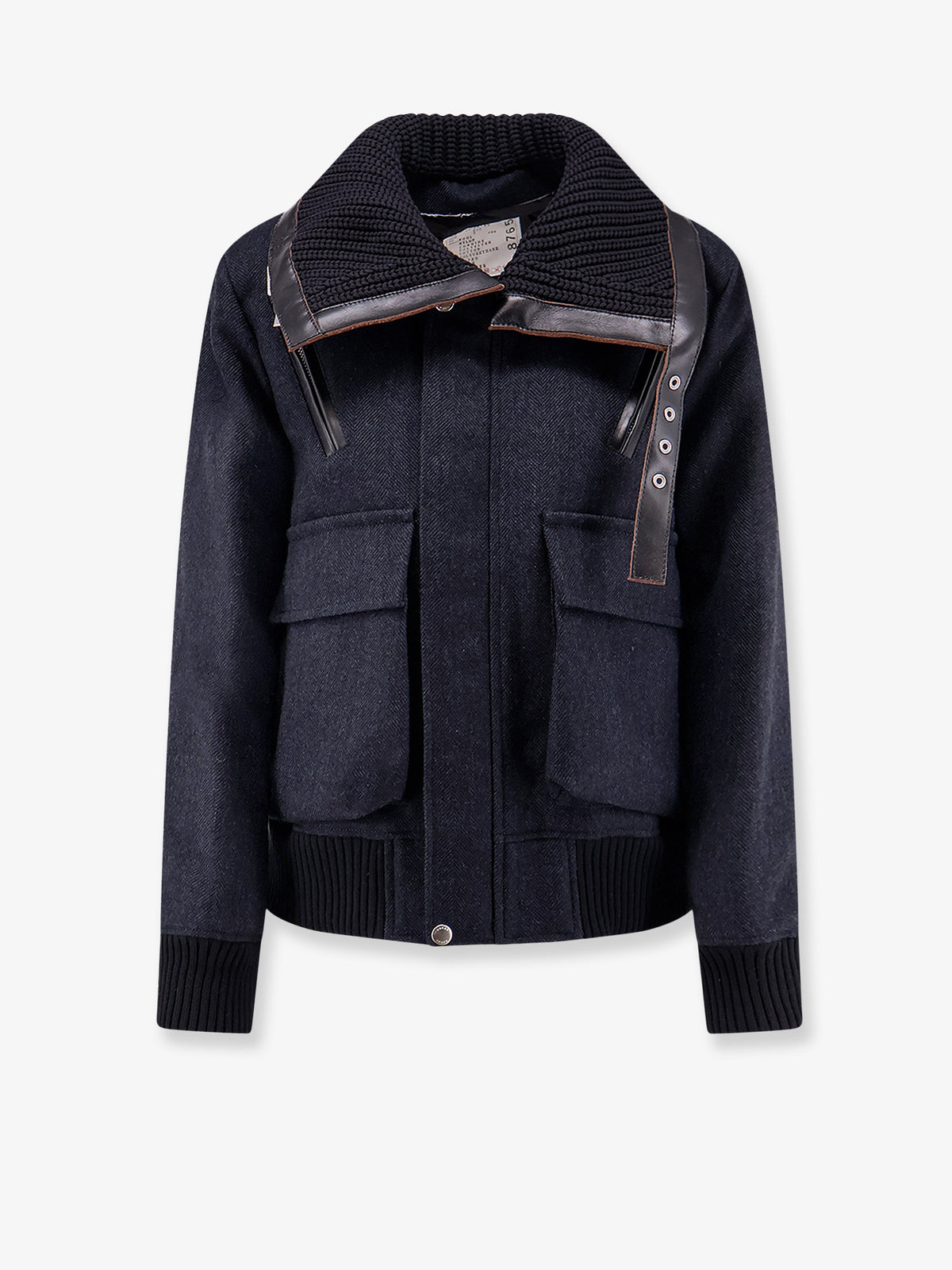 Herringbone wool padded bomber