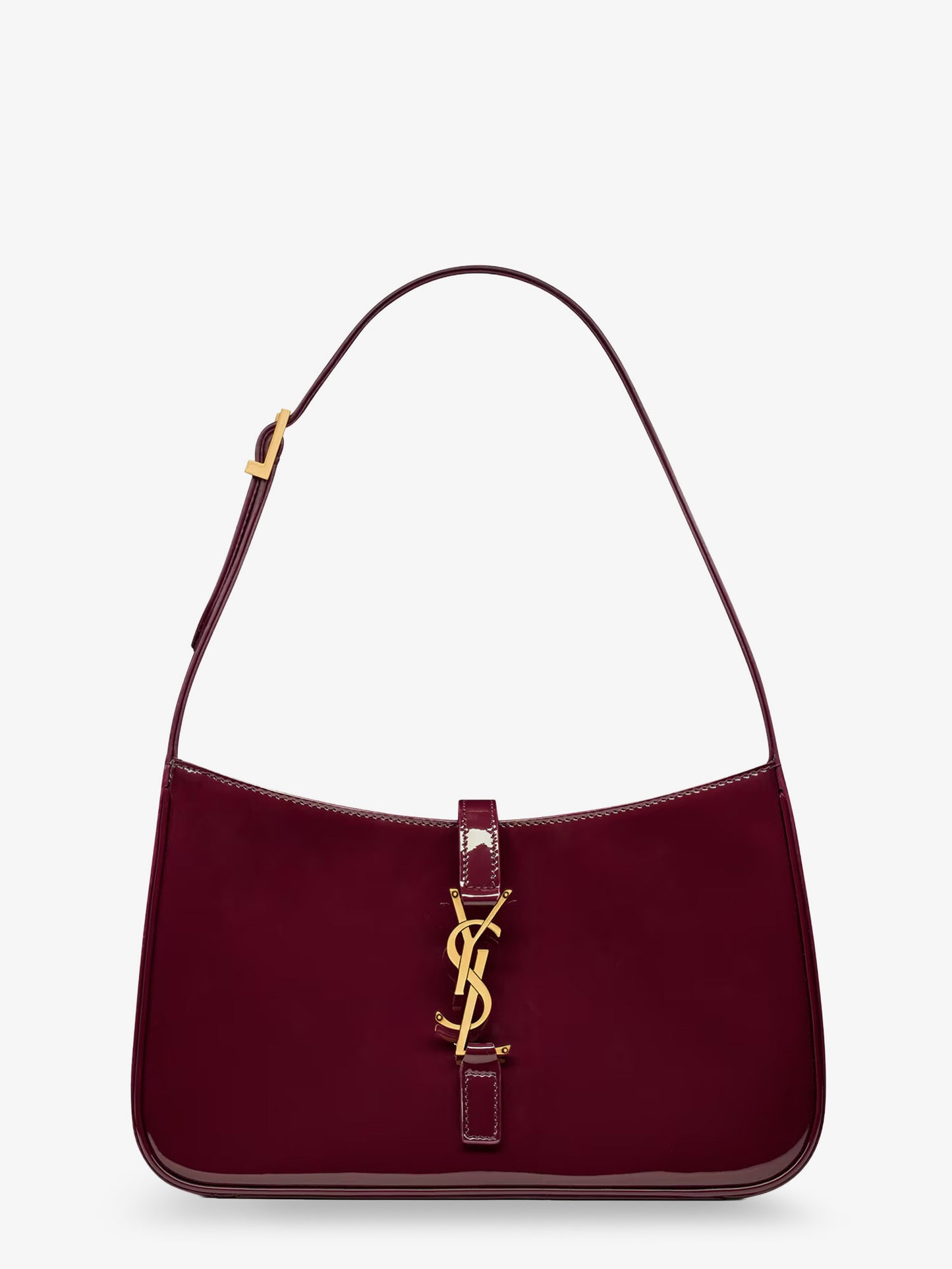 Borsa a spalla LE 5 À 7 in pelle verniciata bordeaux