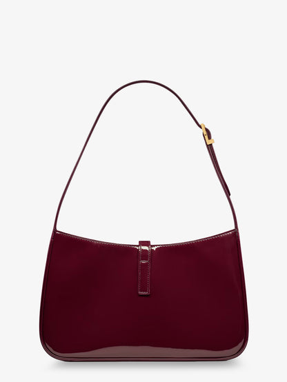 Borsa a spalla LE 5 À 7 in pelle verniciata bordeaux thumbnail