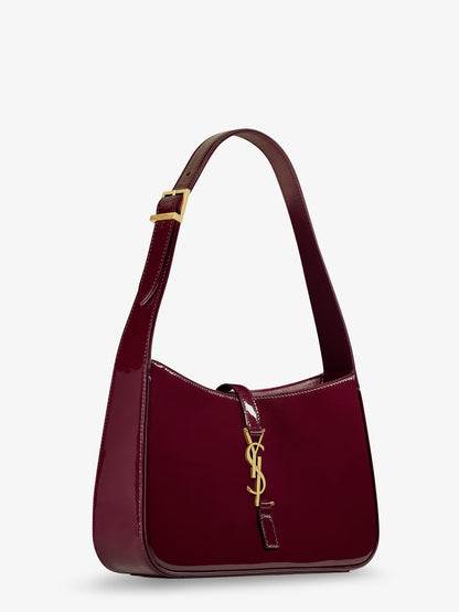 Borsa a spalla LE 5 À 7 in pelle verniciata bordeaux thumbnail