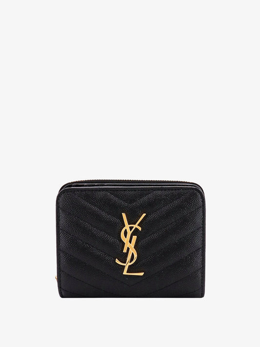 Quilted leather wallet with metal Cassandre logo