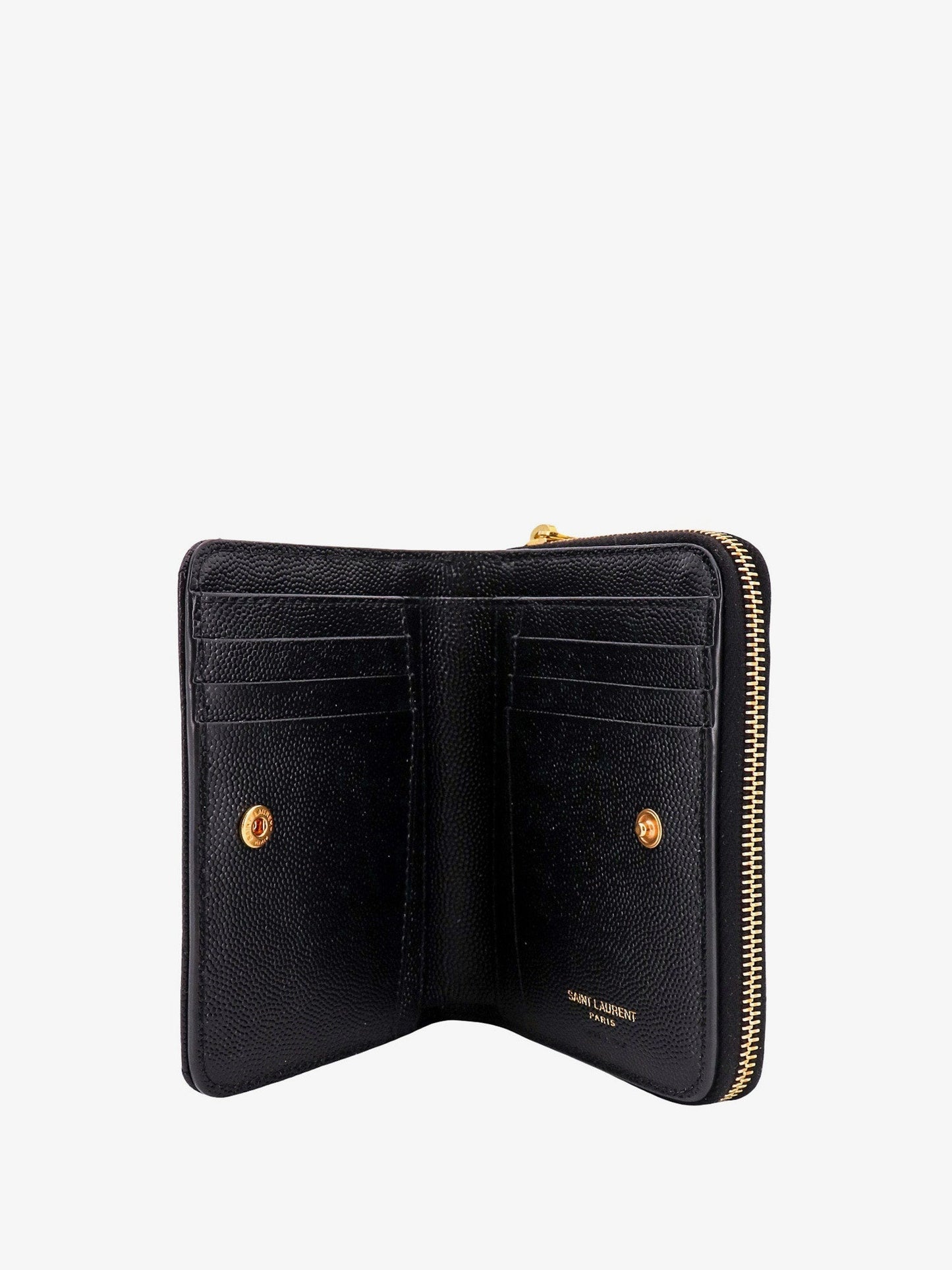 Quilted leather wallet with metal Cassandre logo
