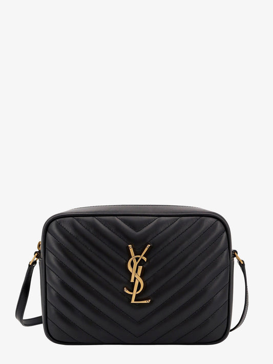 Quilted leather camera bag shoulder bag