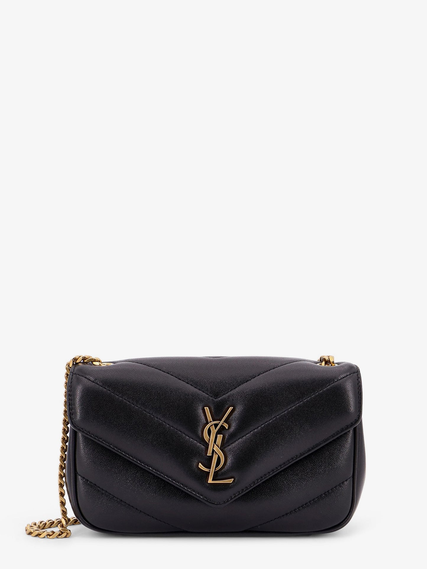 Borsa a spalla Loulou Mini in pelle con impunture Chevron