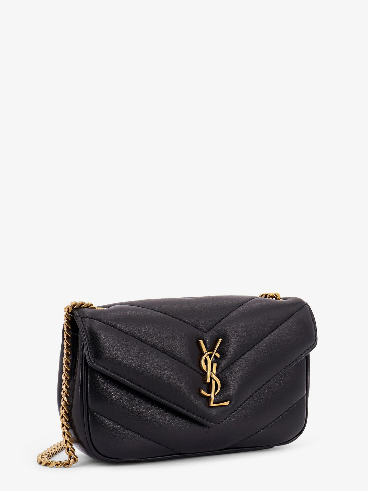 Borsa a spalla Loulou Mini in pelle con impunture Chevron