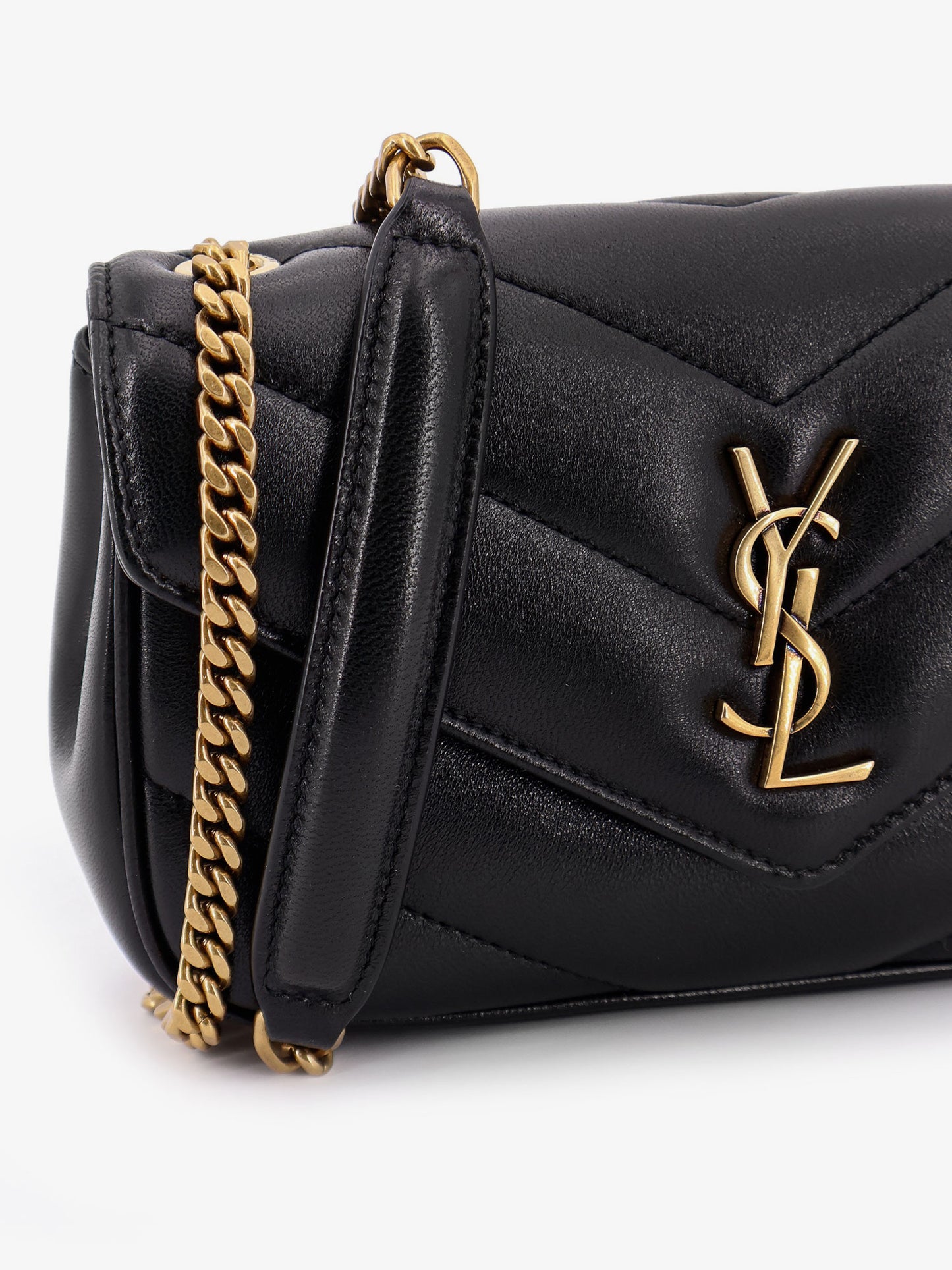 Borsa a spalla Loulou Mini in pelle con impunture Chevron