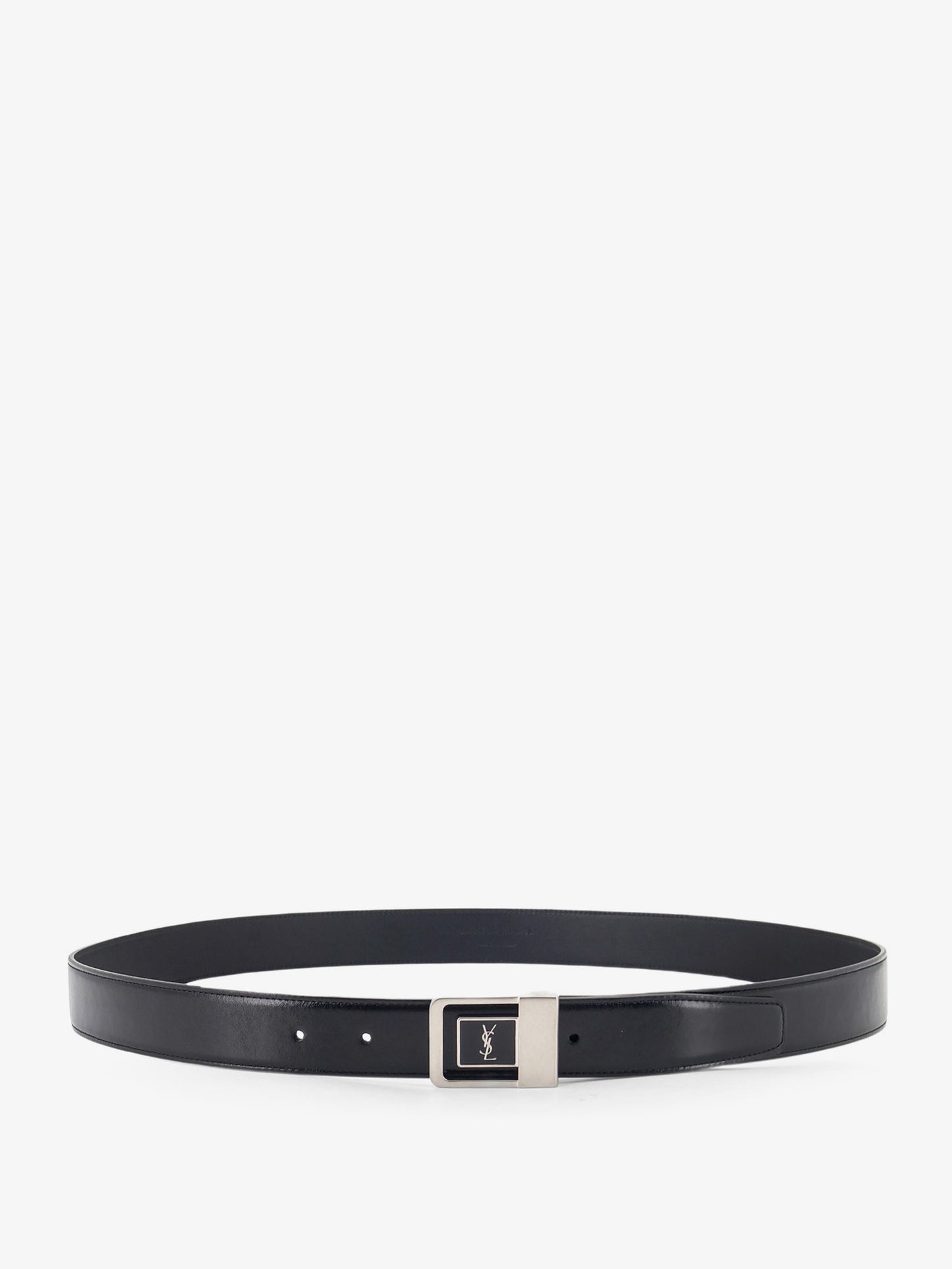 Cintura in pelle con fibbia in metallo silver