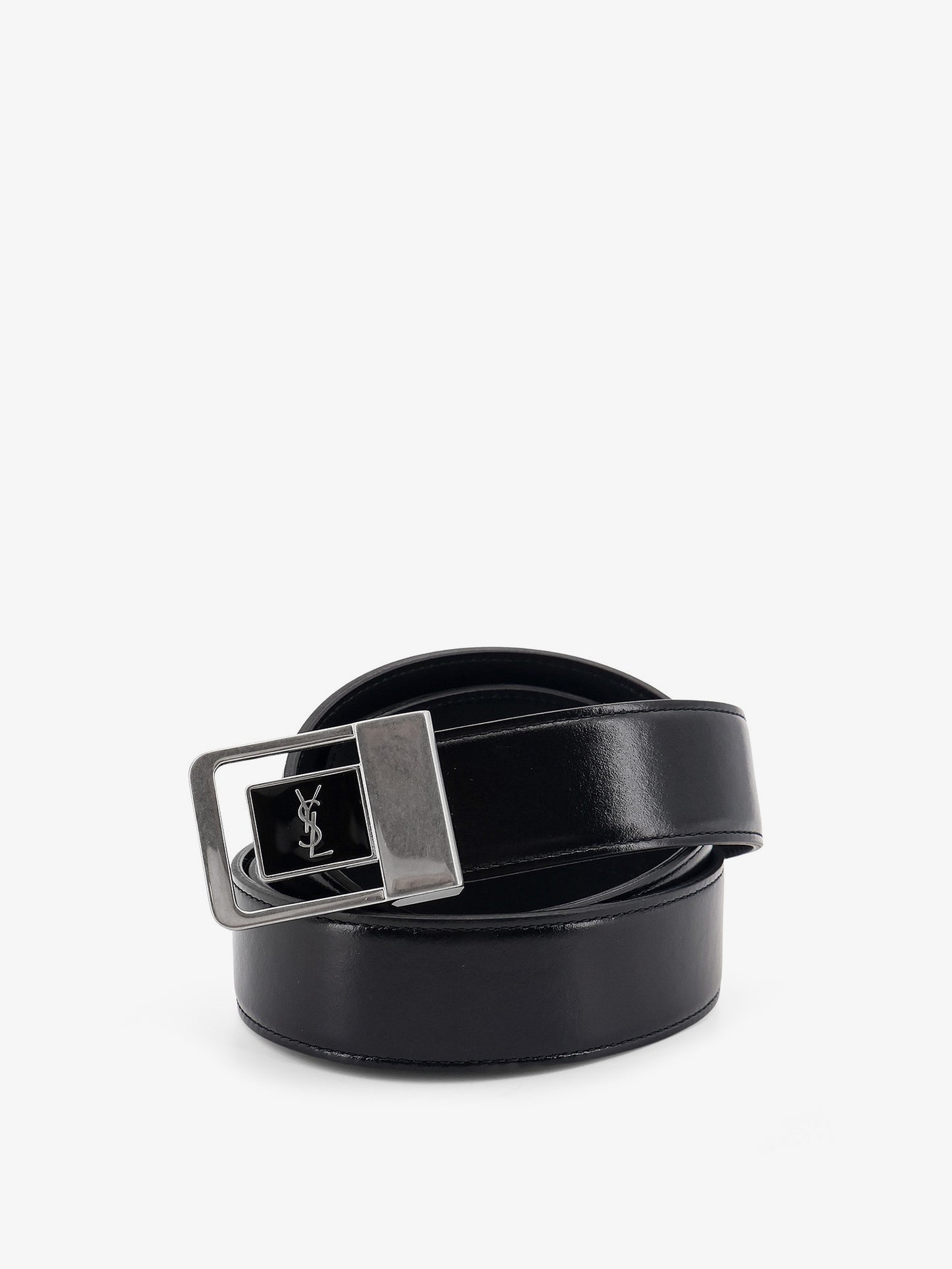 Cintura in pelle con fibbia in metallo silver