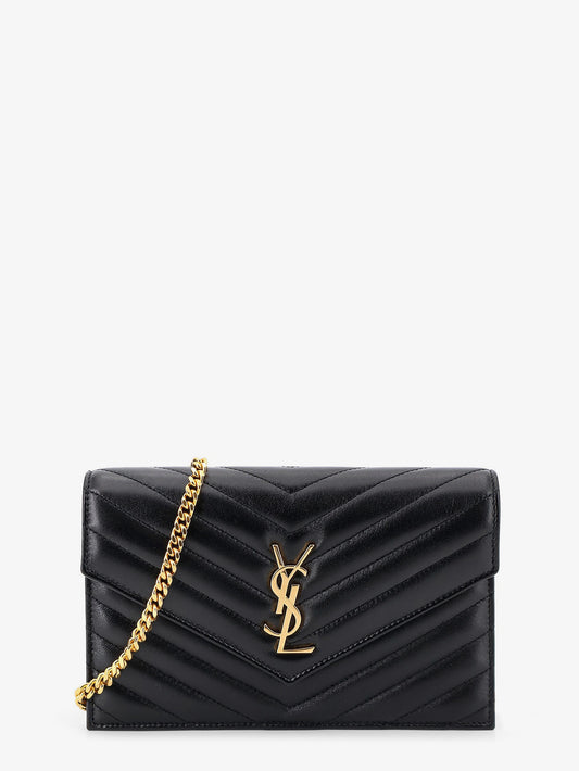 Borsa a tracolla in pelle con logo Cassandra in metallo