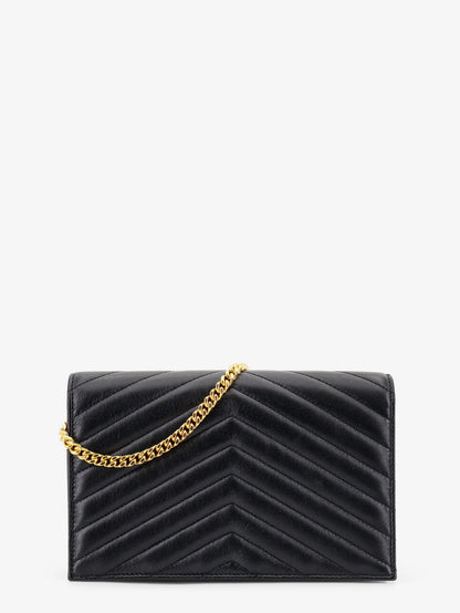 Borsa a tracolla in pelle con logo Cassandra in metallo thumbnail