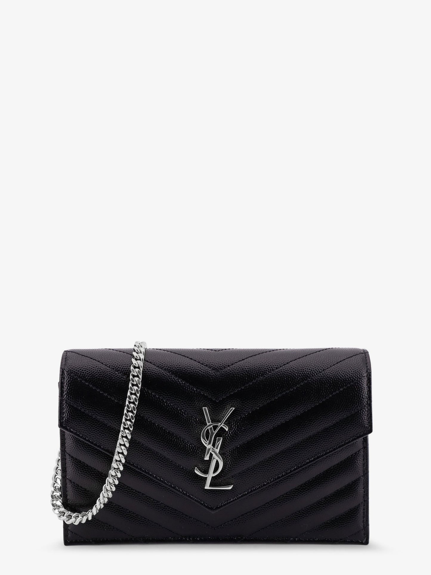 Envelope leather wallet crossbody bag with chain shoulder strap