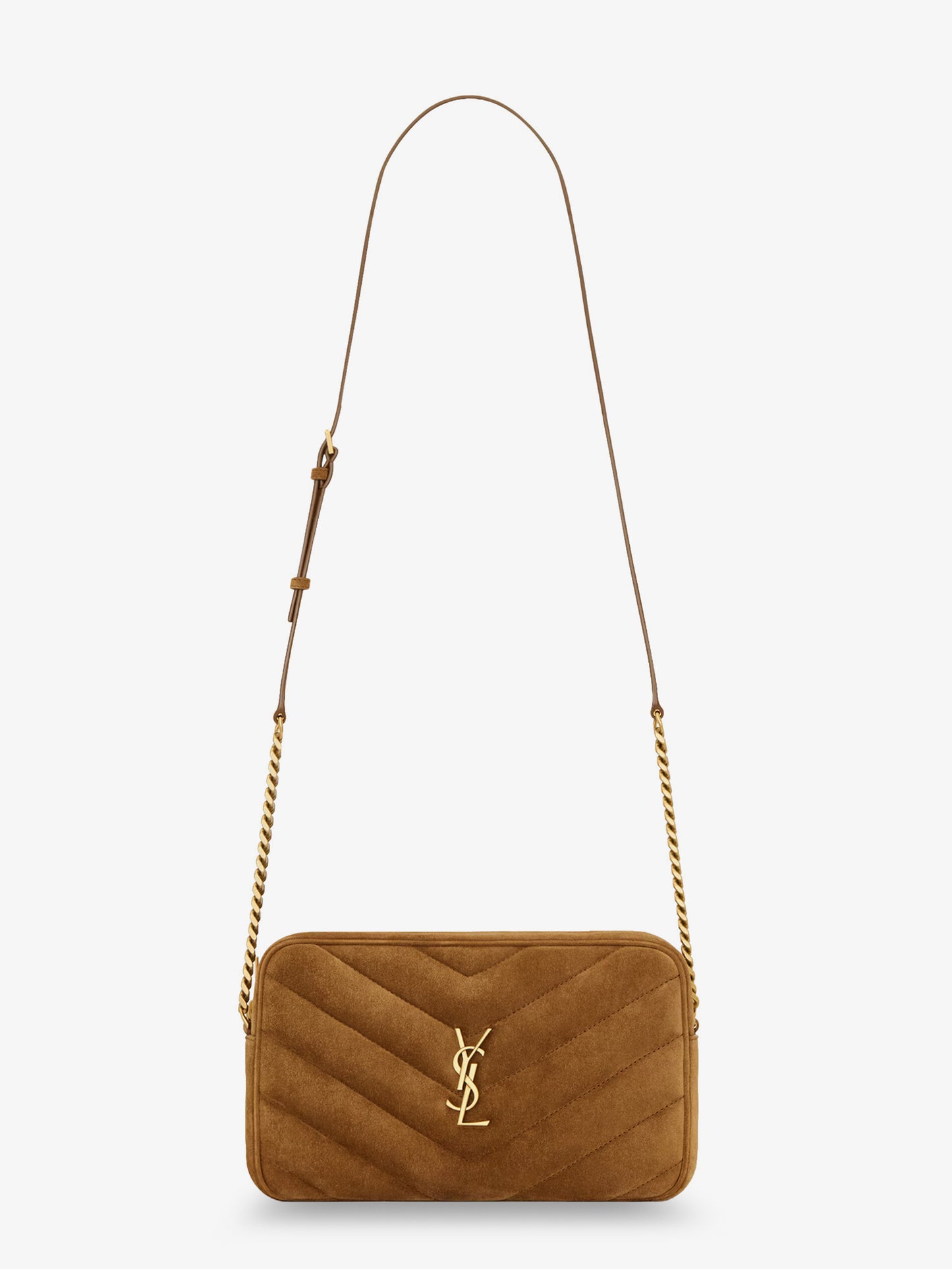 Loulou suede crossbody bag with Cassandre logo on the front