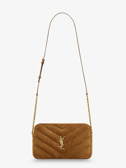 Loulou suede crossbody bag with Cassandre logo on the front thumbnail
