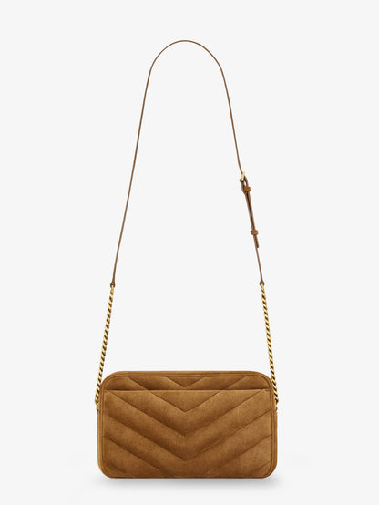 Loulou suede crossbody bag with Cassandre logo on the front thumbnail