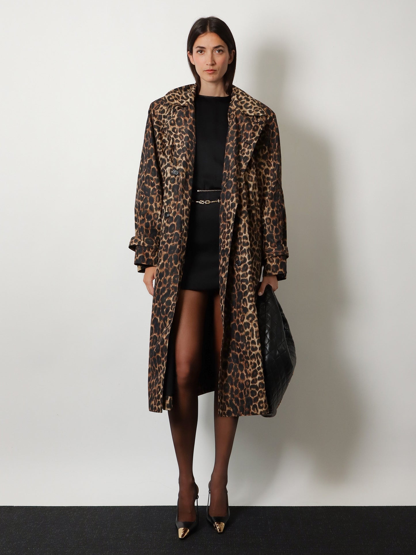 Nylon trench with animal print