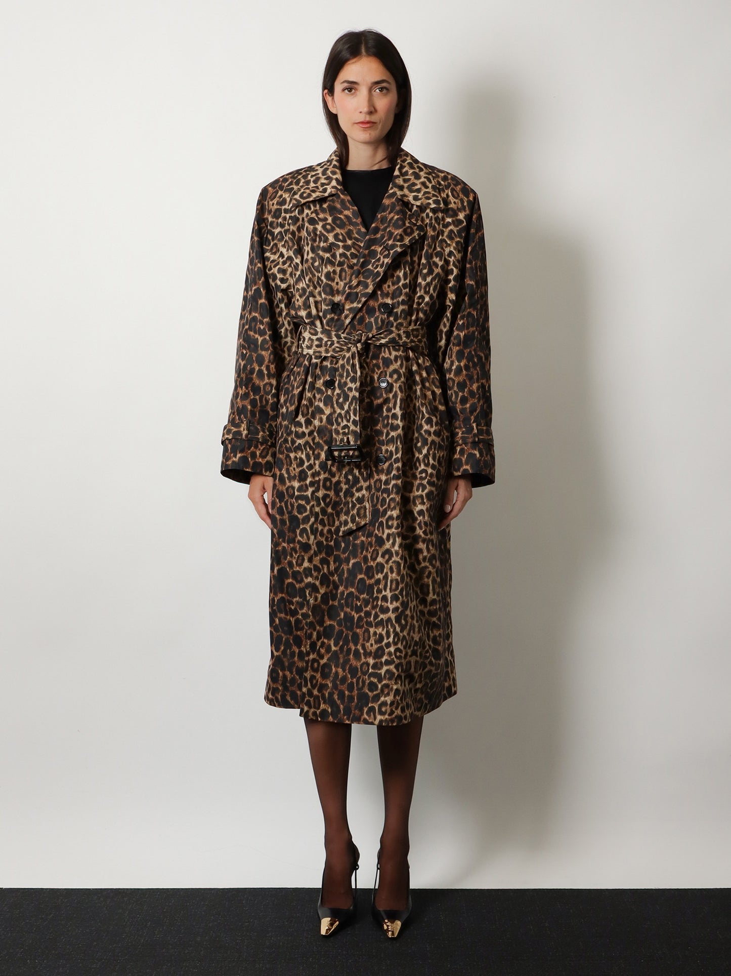 Nylon trench with animal print