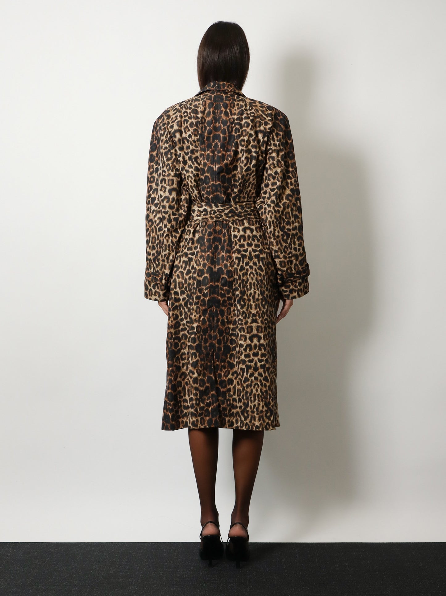Nylon trench with animal print