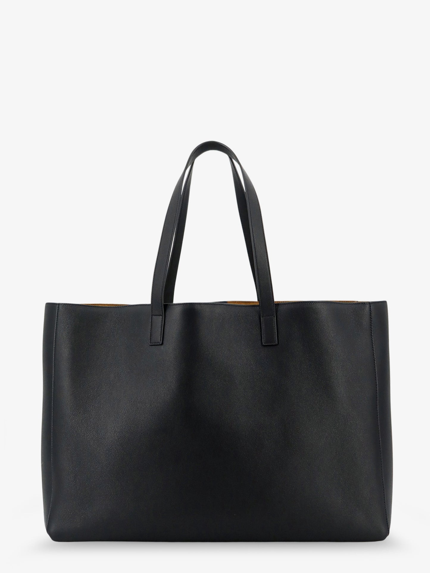 Leather shopping bag with front logo