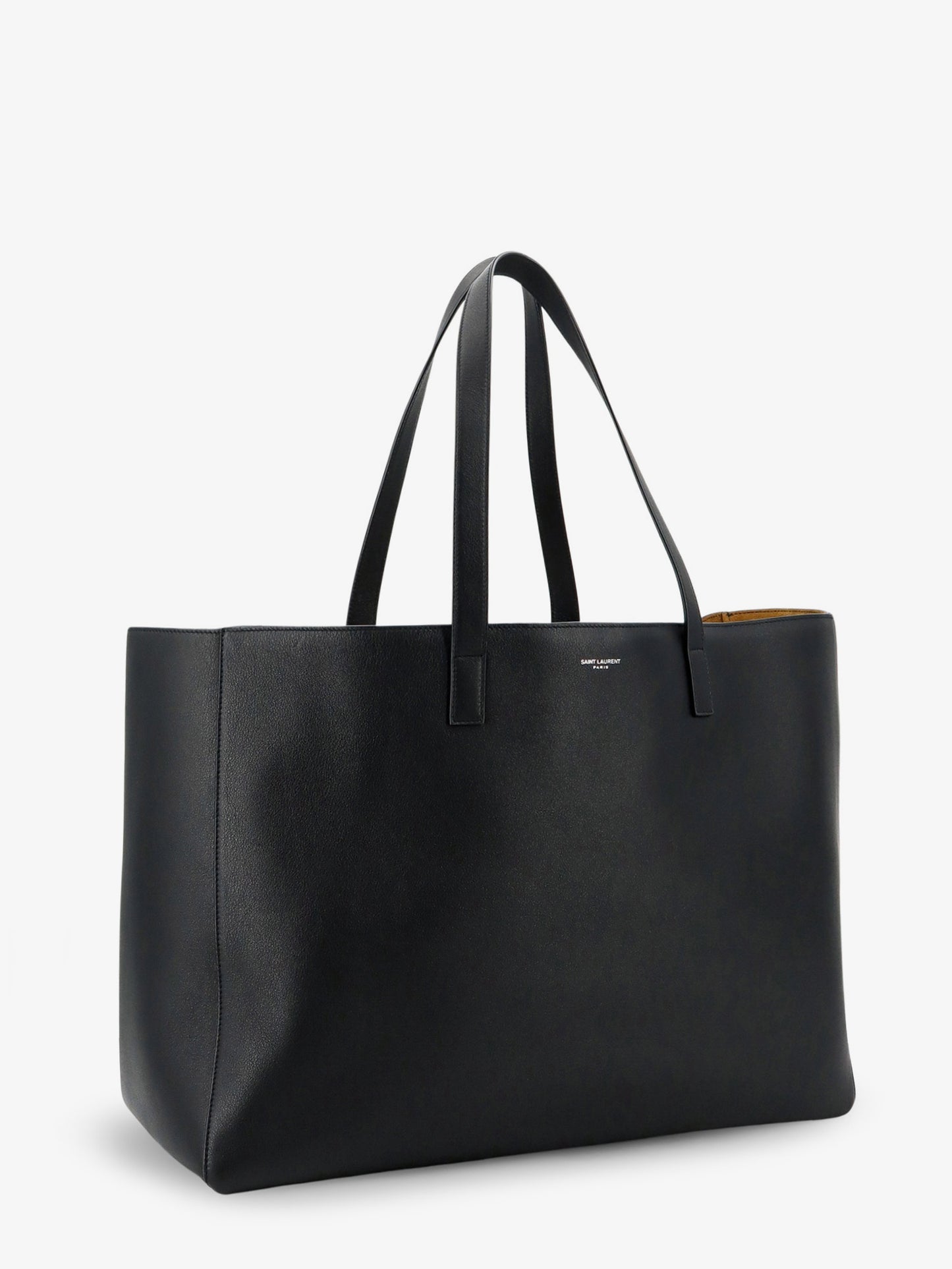 Leather shopping bag with front logo
