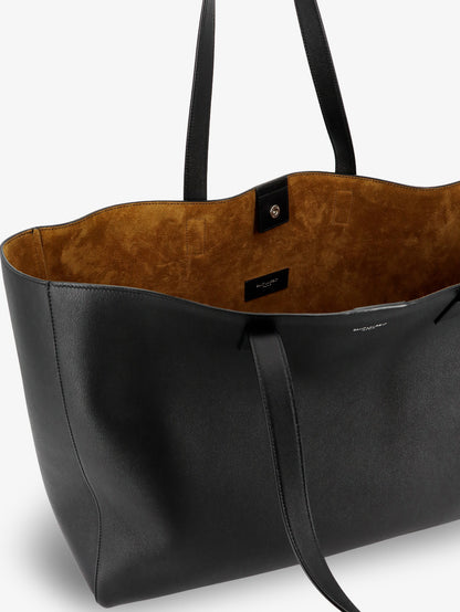 Leather shopping bag with front logo thumbnail