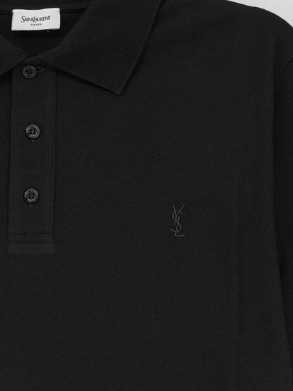 Piqué cotton polo shirt with Cassandre embroidery thumbnail