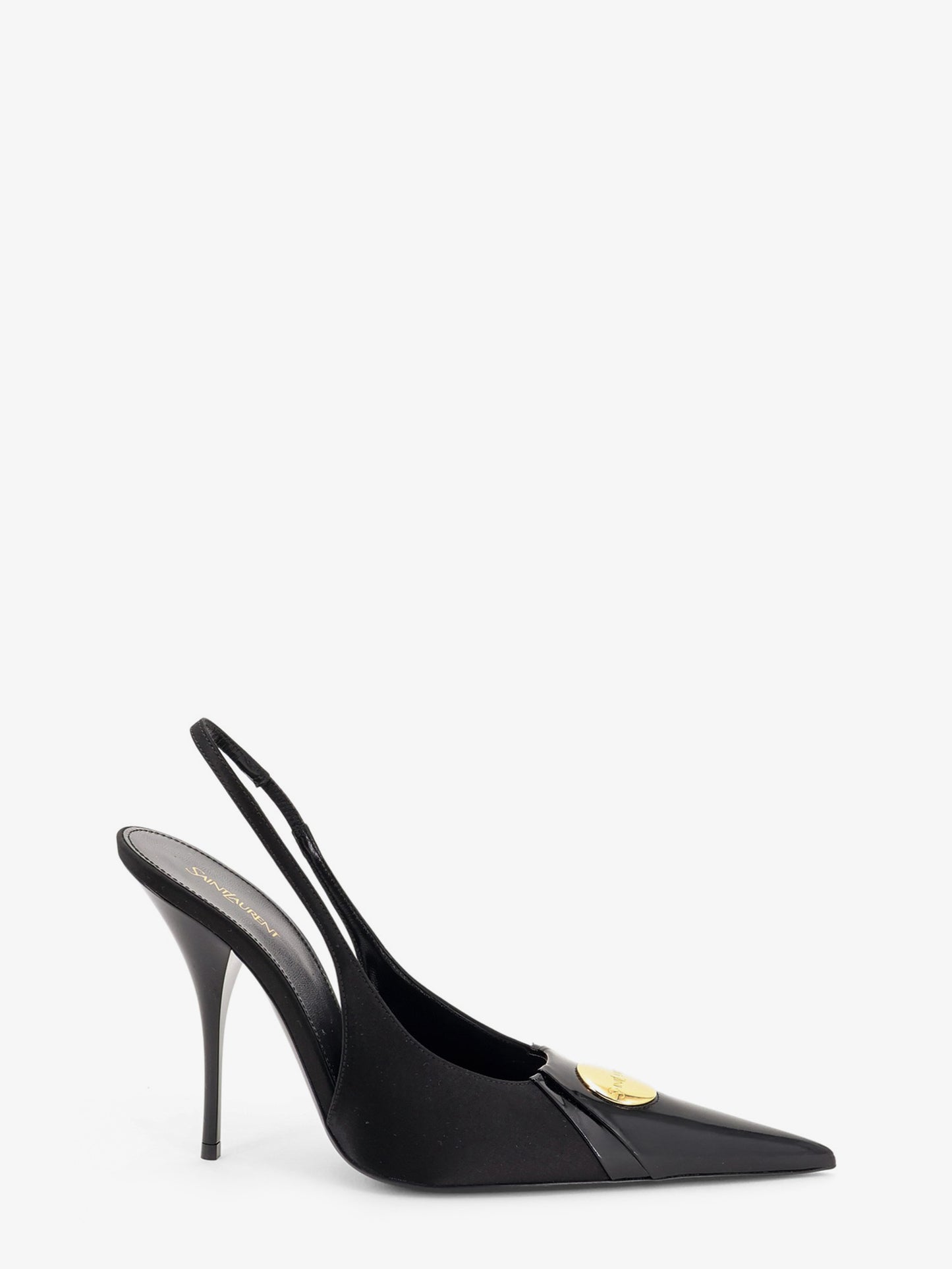Louis patent leather pumps with logo tag