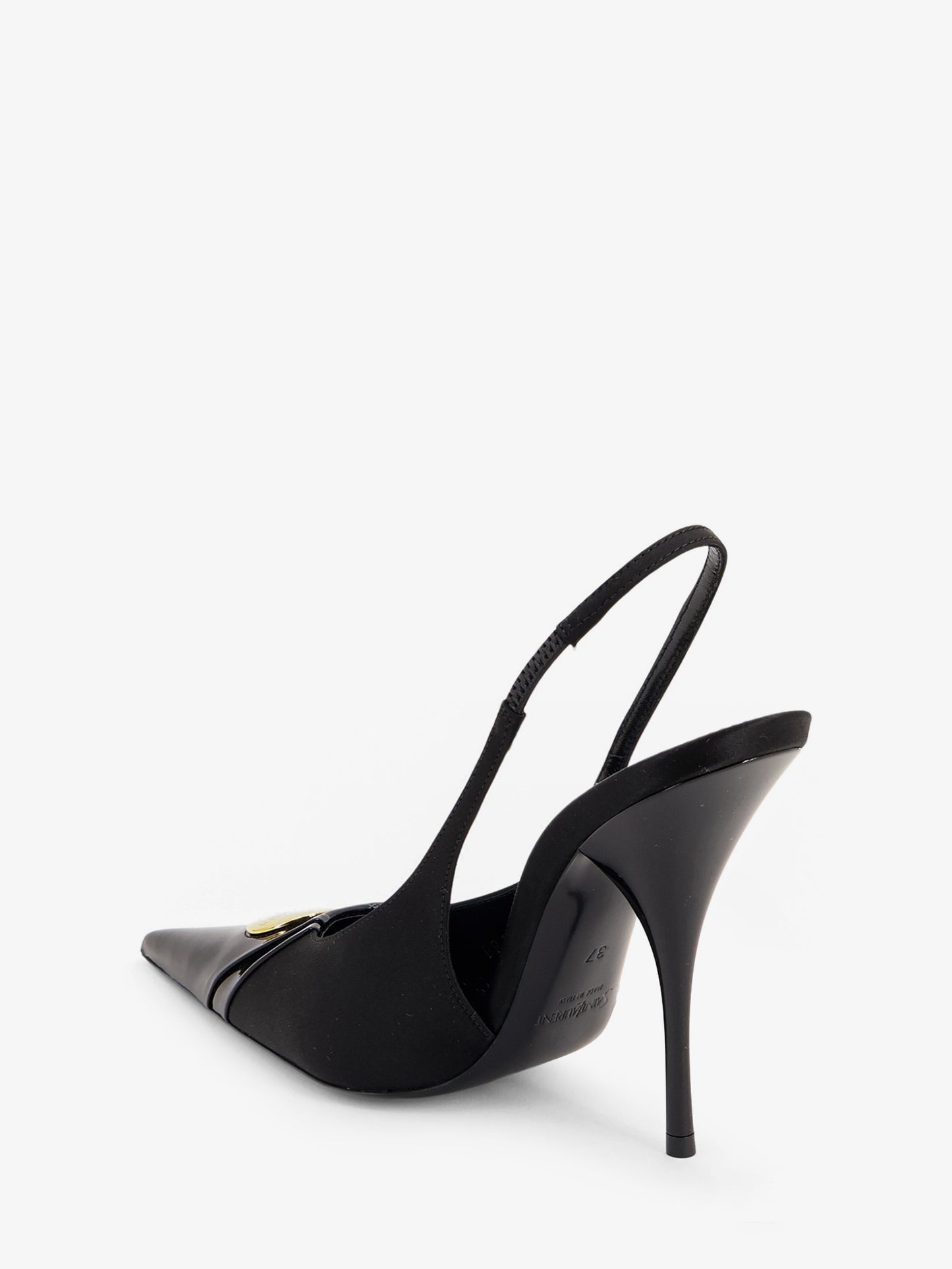 Louis patent leather pumps with logo tag