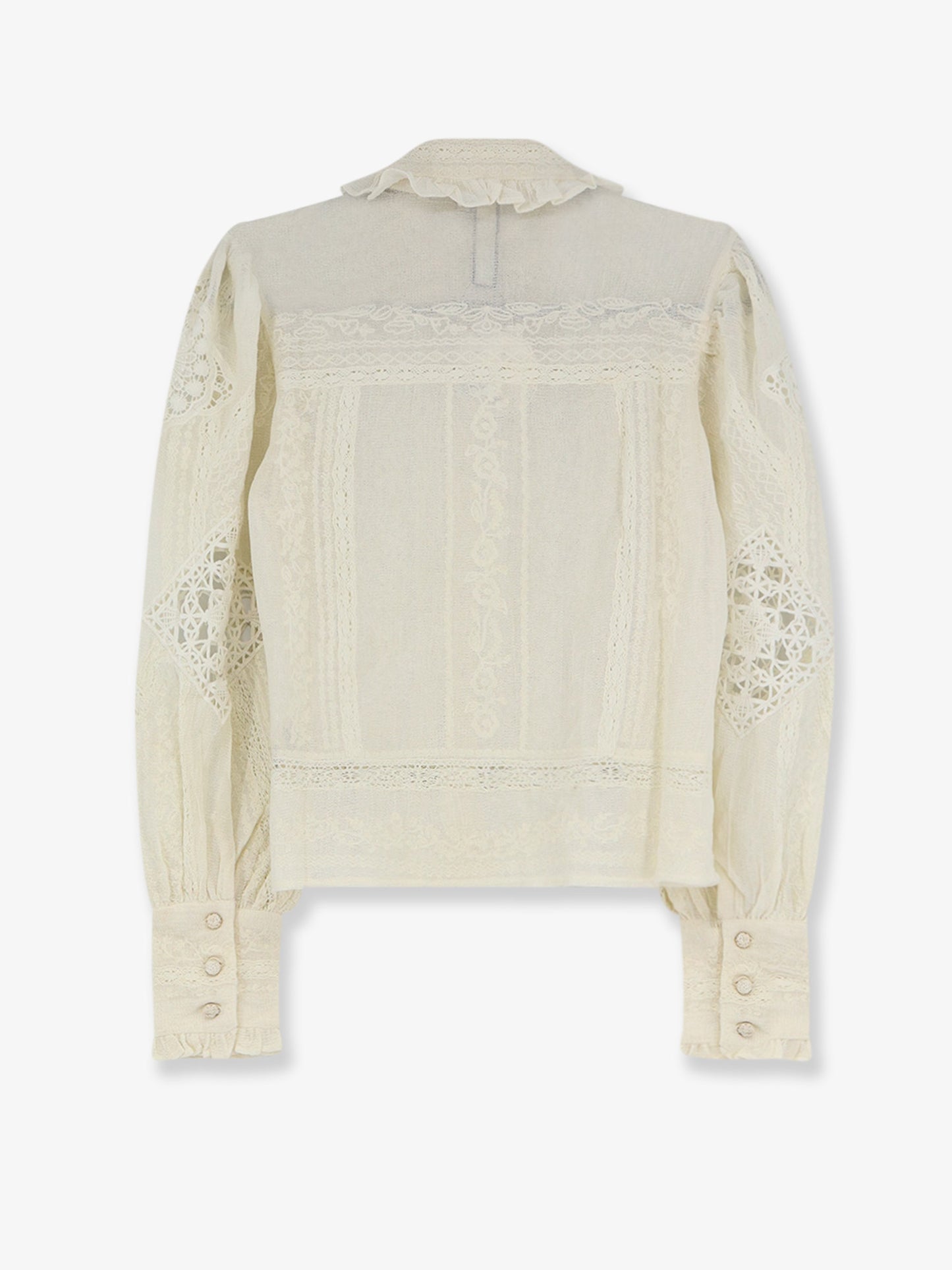Zetna cotton top with all-over lace details