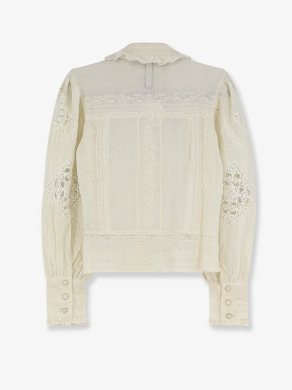 Zetna cotton top with all-over lace details thumbnail