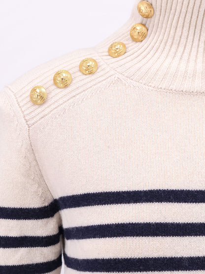 Virgin wool and cashmere blend Sofy sweater with striped pattern thumbnail