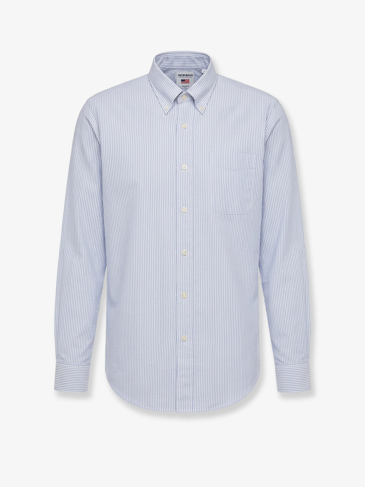 Doubling Ox unisex white/light blue cotton shirt