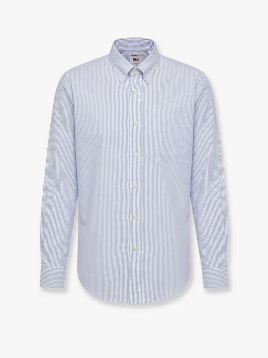 Doubling Ox unisex white/light blue cotton shirt